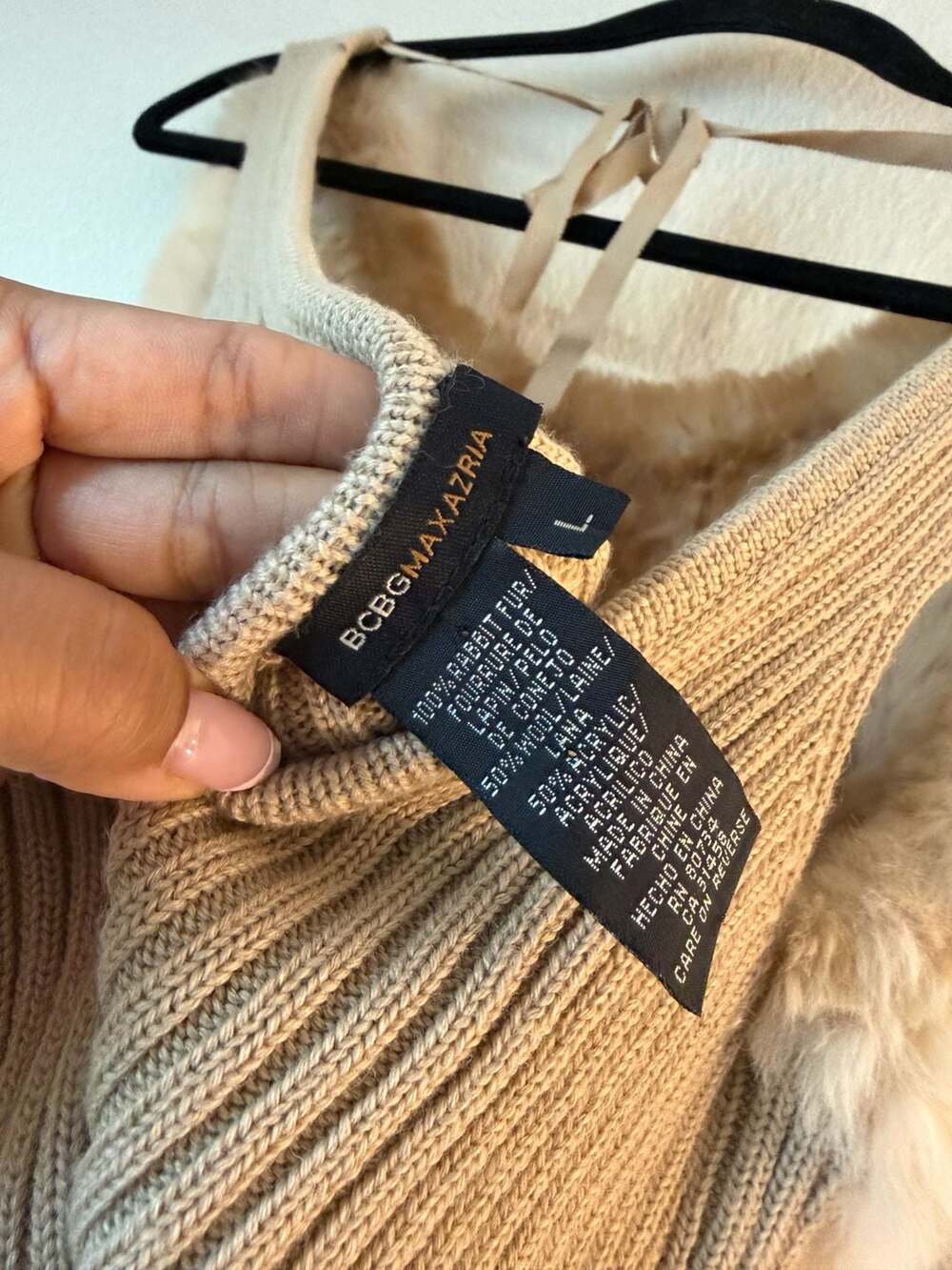 BCBGMAXAZRIA Rabbit Fur and Wool Blend Sleeveless Top - Picture 4 of 4